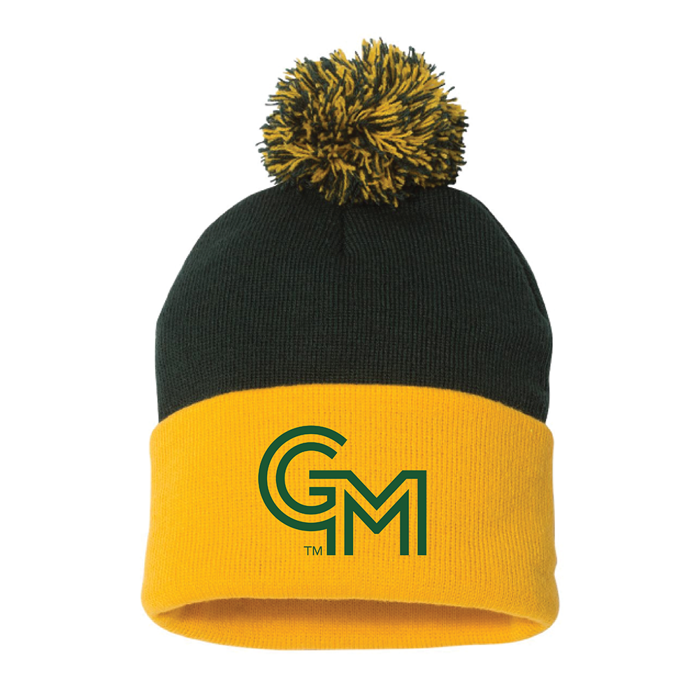 George Mason 12" Pom-Pom Cuffed Beanie